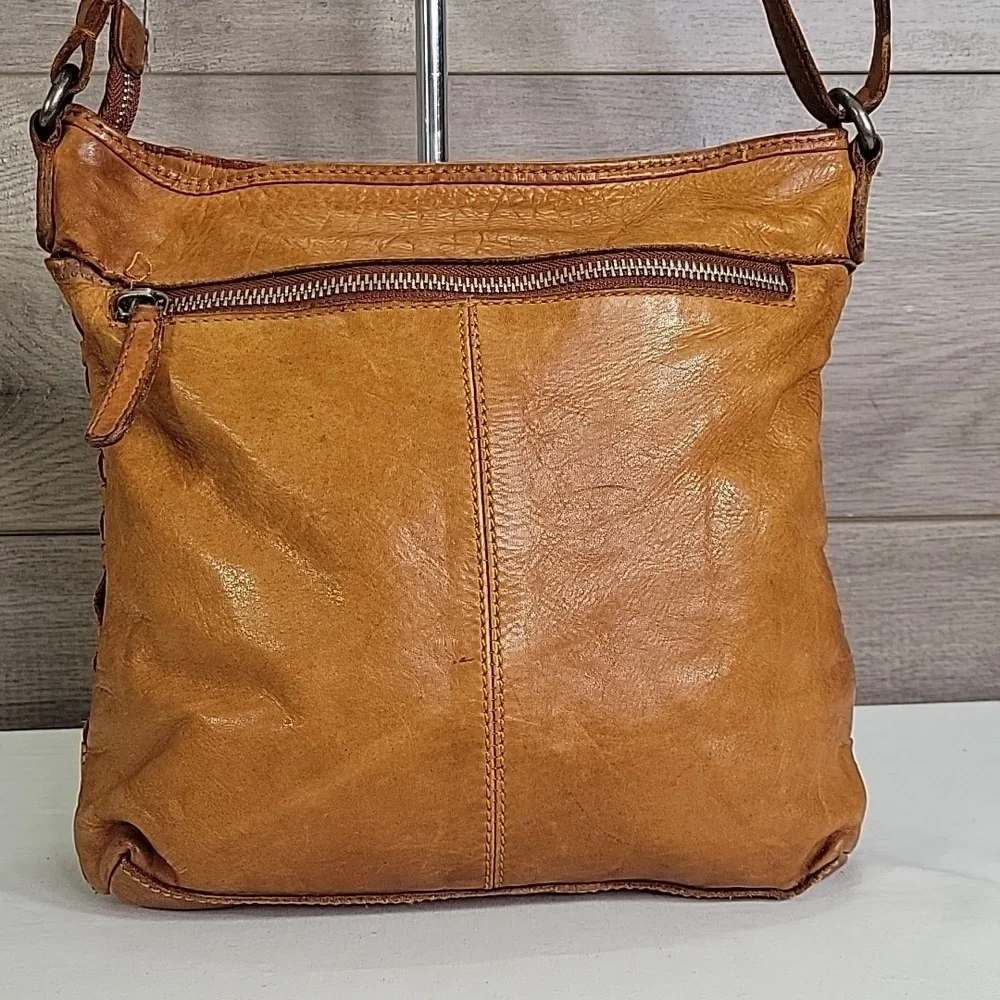 Vilenca Holland for Anthroplogie Brown Woven Leather Crossbody Shoulder Bag